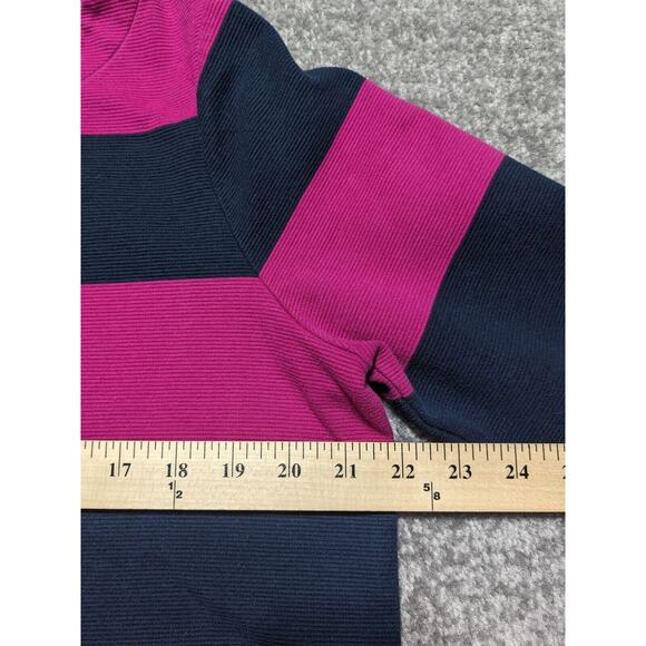Lands'‎ End Shirt Top Women XL Pink Blue Striped Thick Fabric V-Neck V65 - Picture 12 of 14